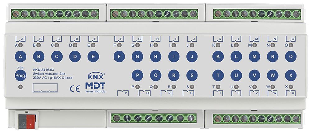REG-Schaltaktor KNX MDT AKS-2416.03 24-Kan 16A 230VAC 12TE