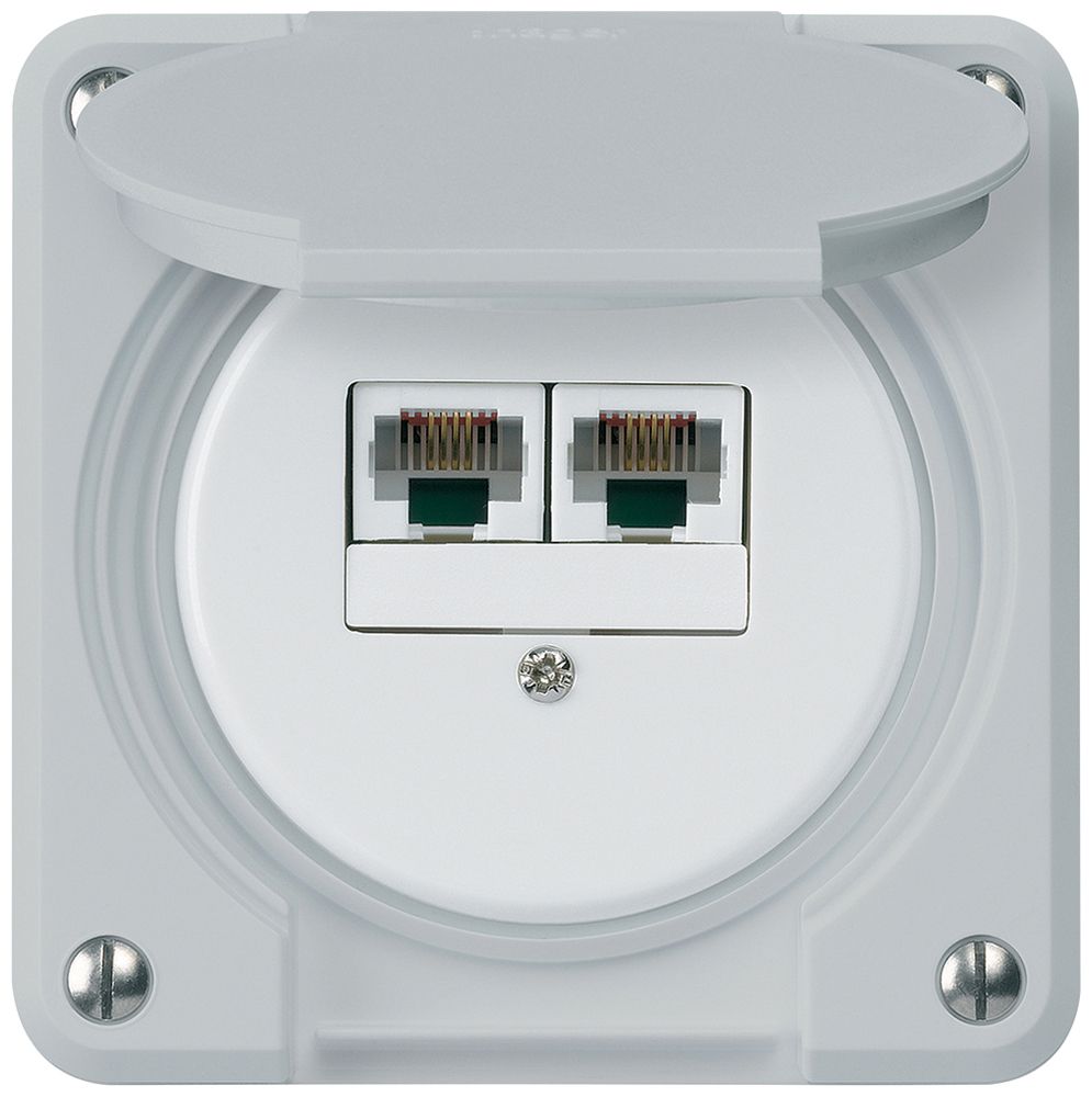 UP-Anschlussdose robusto IP55 grau 2×RJ45/u parallel für Kombination
