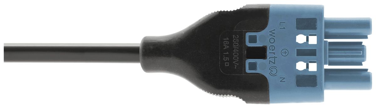 Anschlussleitung Woertz 49343/C5 3×1.5mm² 250V 16A 8m bl Buchse-frei Cca