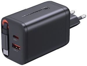 Prise de charge USB M. Schönenberger 1×USB-A 1×USB-C 3000mA 3…20V noir
