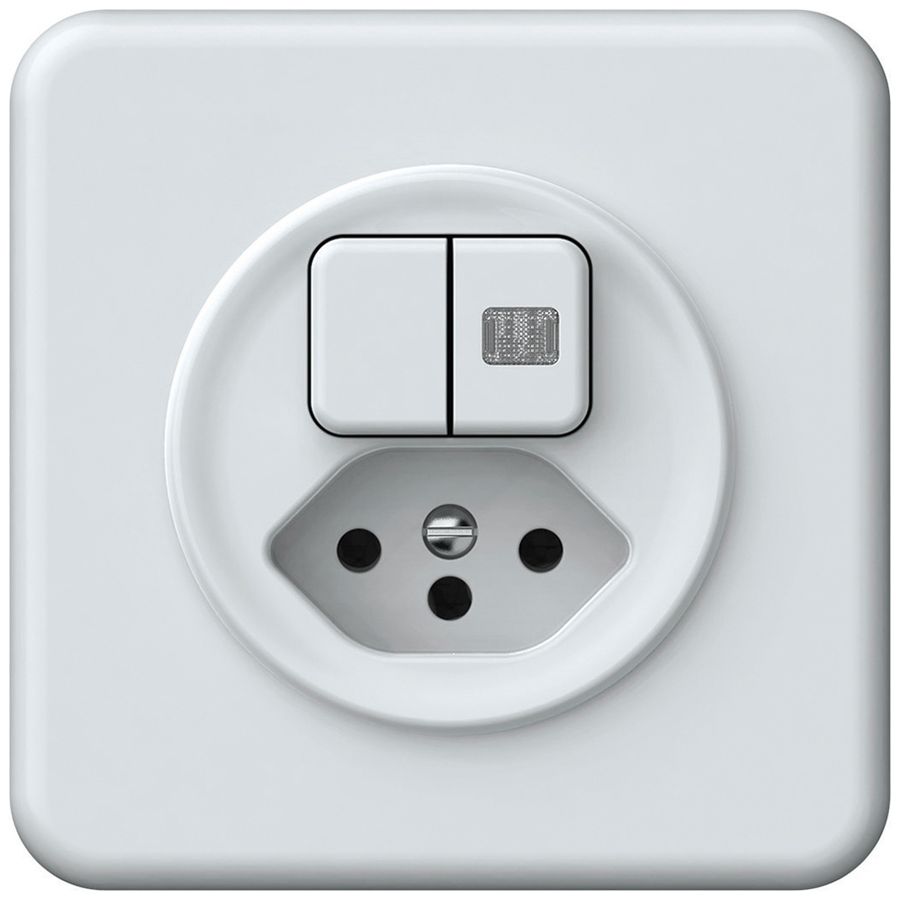 UP-Kombination origin Sch 3+3 + 1×Typ 13 92×92mm 1×beleuchtet weiss