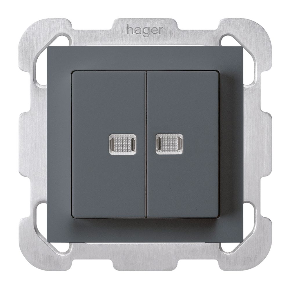 UP-Leuchtdruckschalter kallysto 1/3+3/1 2 Linsen anthrazit Befestigungsplatte