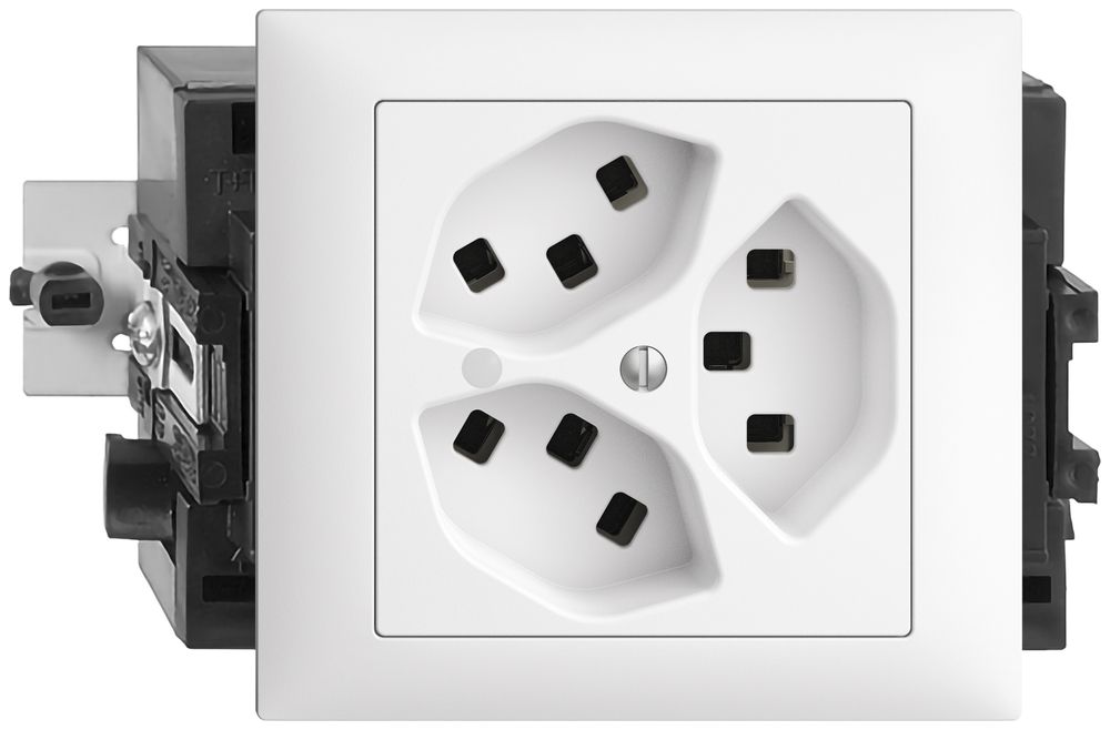 Presa INS 3×T23 16A bianco con LED verde EDIZIOdue