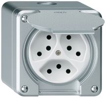AP-Steckdose robusto 3×Typ 13/1 aluminium