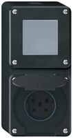 Combinazione AP robusto 2×1, interruttore schema 3/presa T25 IP55 nero
