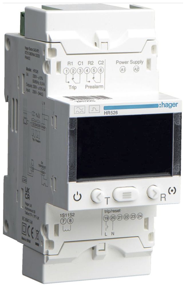 Differenzstromwächter Hager HR526 30…30000mA 0…5s Typ A