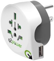 Übergangsstecker MH 3L mit USB 2.1A Stecker USA, Kupplung CH/UK/USA/IT/CN