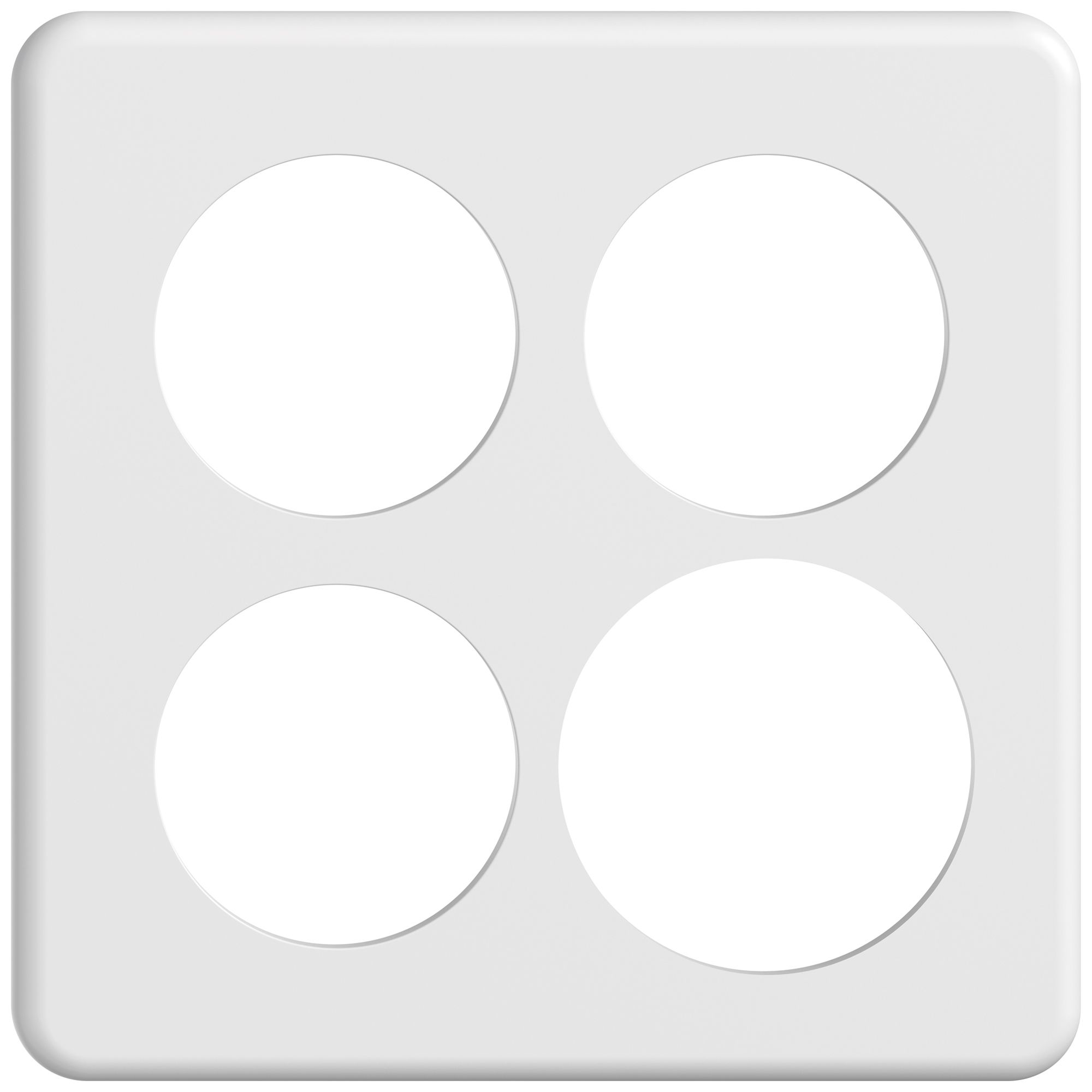 UP-Abdeckplatte STANDARDdue SNAPFIX® 2×2 3×Ø50 1×Ø58 150×150mm ws