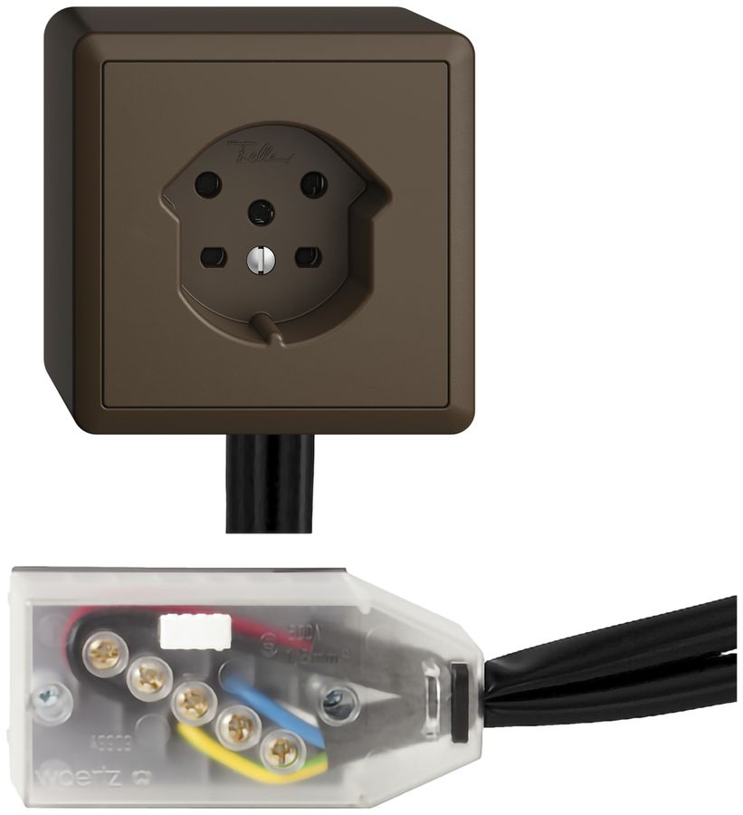 AP-Steckdose EDIZIOdue T15 coffee Snap für Flachkabel Technofil