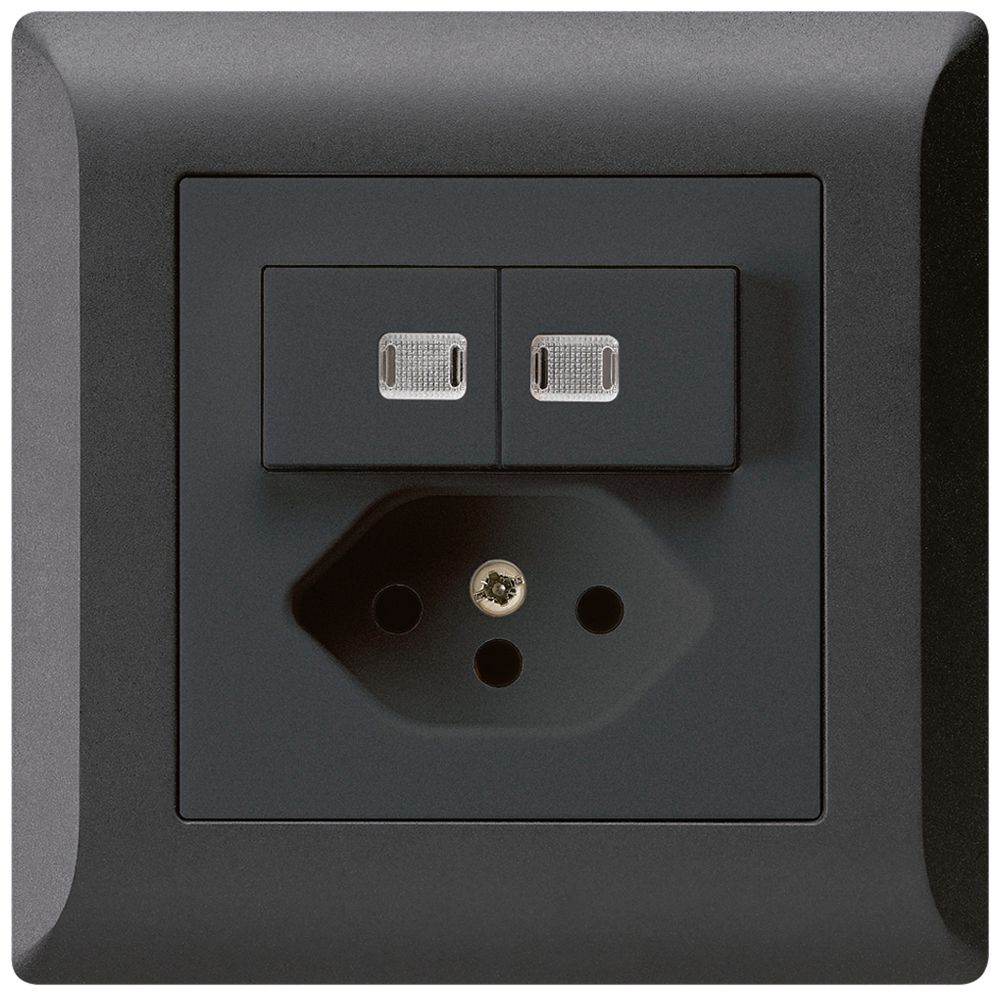 UP-Leuchtkombination 2×A-R/1P+T13 schwarz kallysto.line 2 Linsen