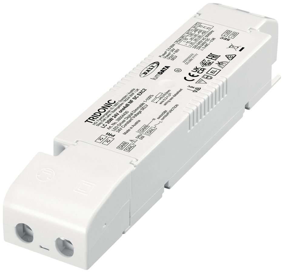 Alimentation LED Tridonic LC 3.5…35W 24V 31…173mA DALI DSI VAR 195×43×30mm