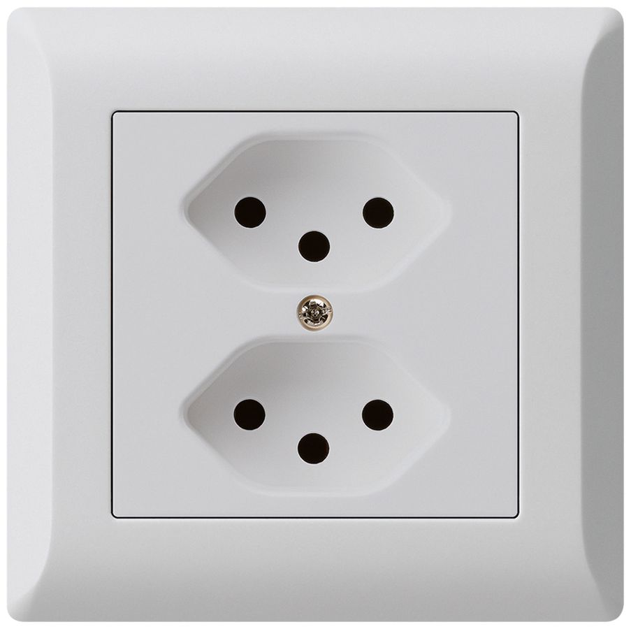 Prise ENC kallysto.line 2×T13 gris clair avec sécurité enfants