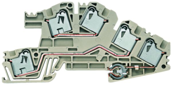 Borne d'installation Weidmüller PDL S/N/L/PE PUSH IN 4mm² 2 étages beige