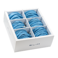 SLIM Patchkabel: 1m, blau, 90-Pack Cat.6A, U/FTP, LSOH, Klinke unbrechbar
