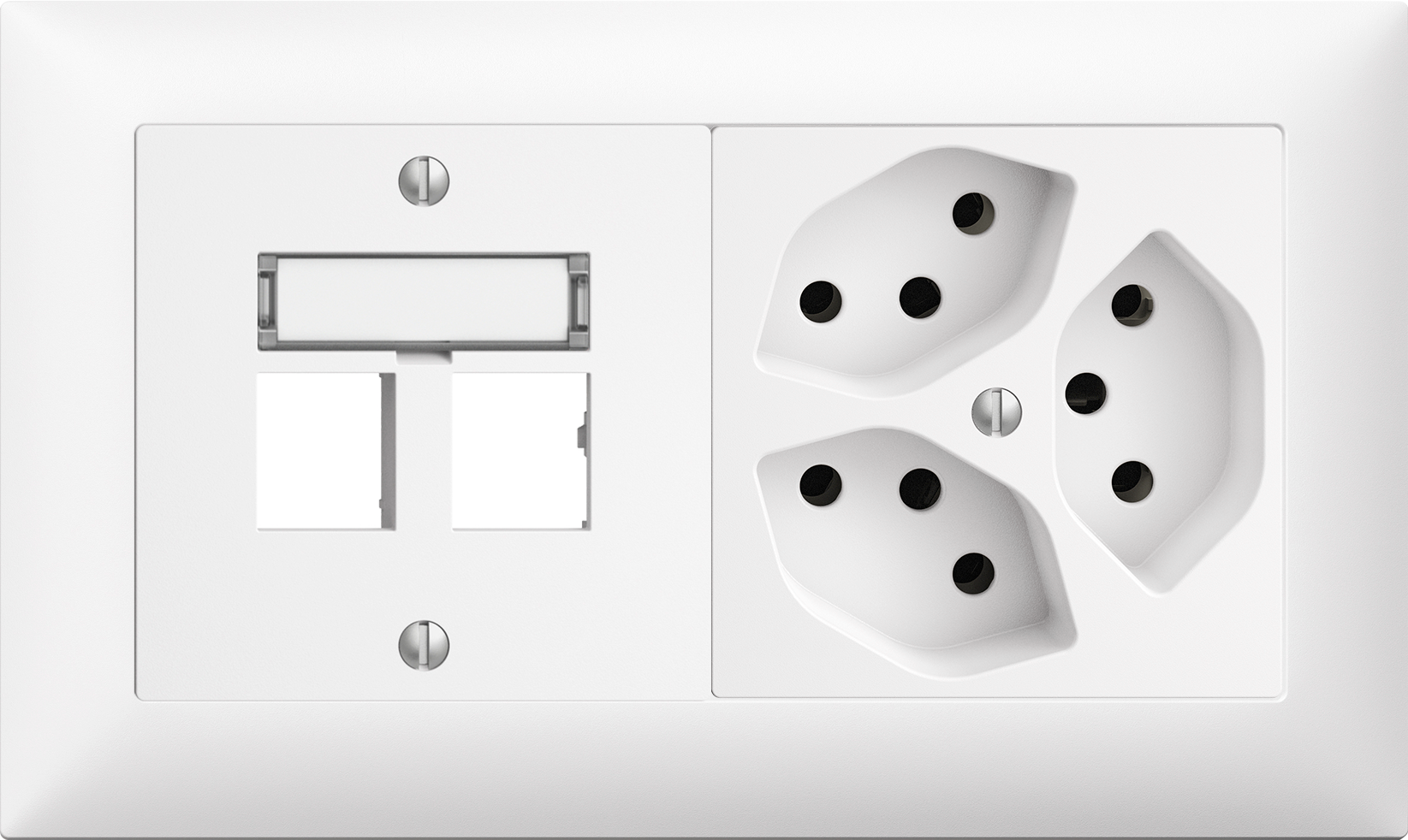 Combinazione INC Edue 1×2, Kit Montag p.2×RJ45 + 3xT13 bi