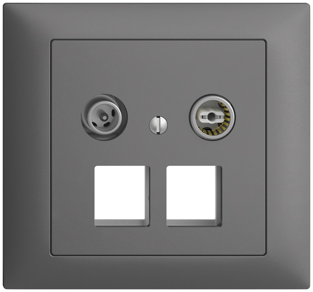 Prise multimédia 4dB INC Edue FKE, prise de dérivation, p.2×RJ45 Keystone, grf