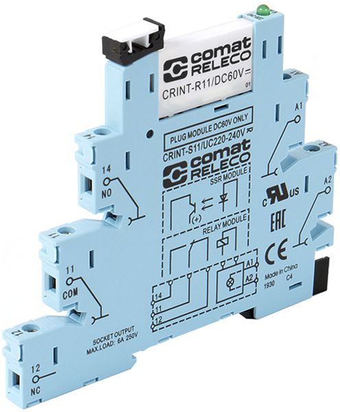 Interfacerelais ComatReleco CRINT-C111, 12VUC, 1W AgSnO2 6A/250VAC