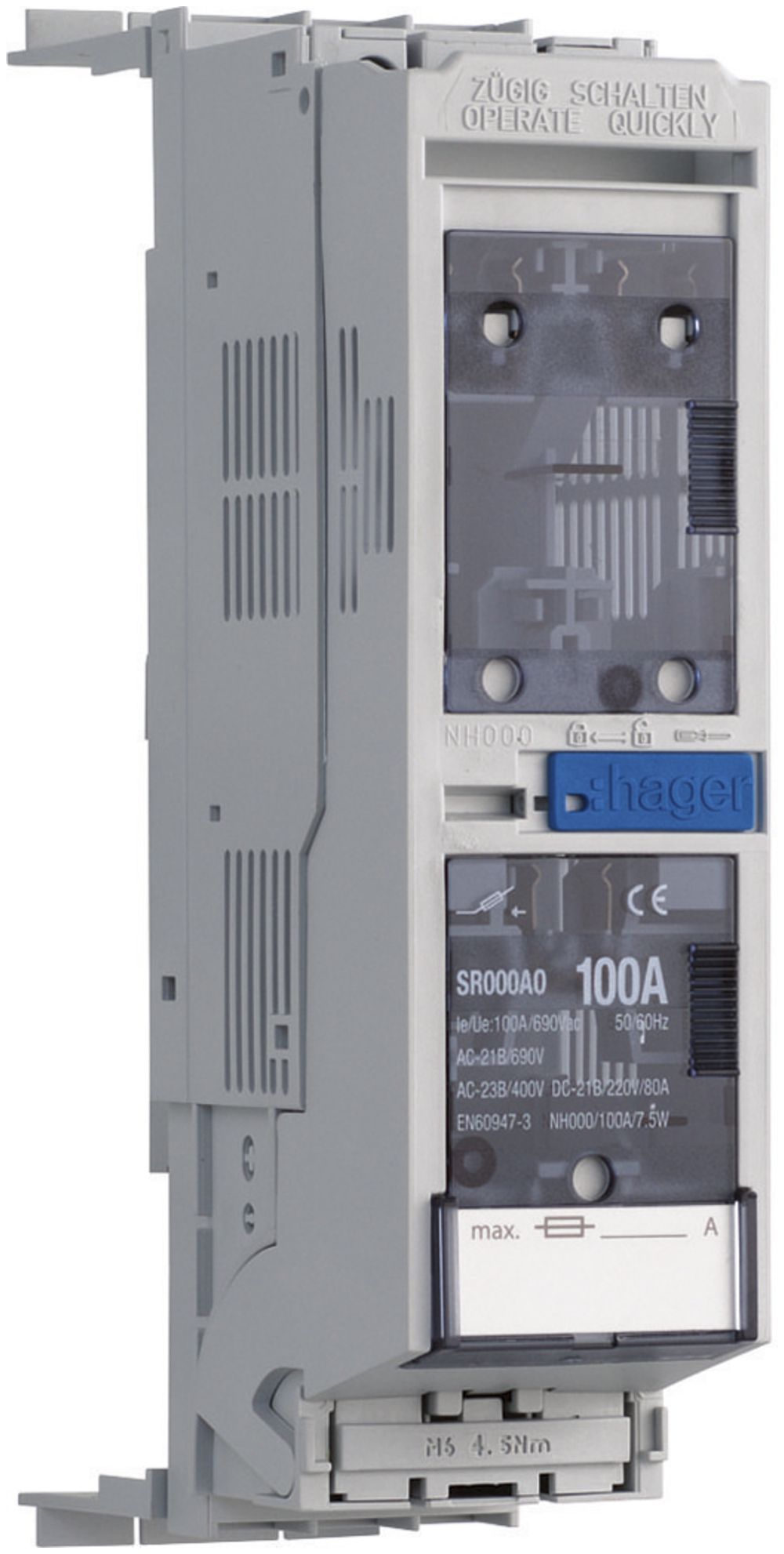 Coupe-circuit HPC weber.silas DIN000 690VAC 100A pr.ENC 32/70mm sortie en bas