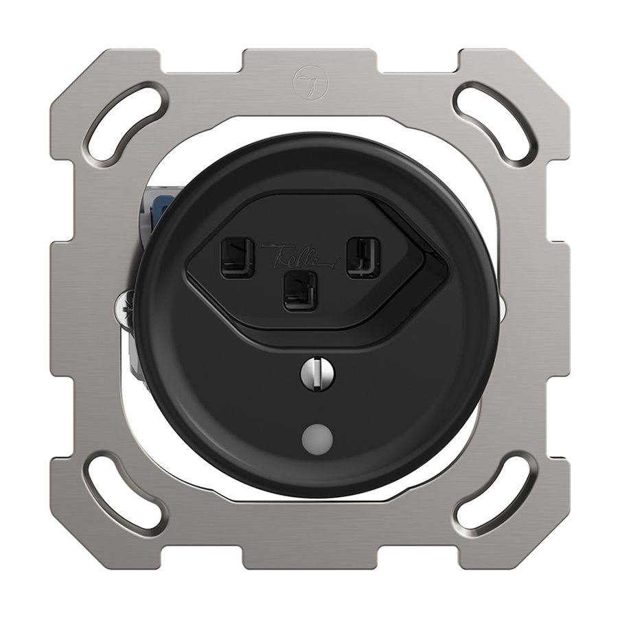UP-Steckdose Sdue QM, 1×Typ 23, mit LED, mit Befestigungsplatte, schwarz