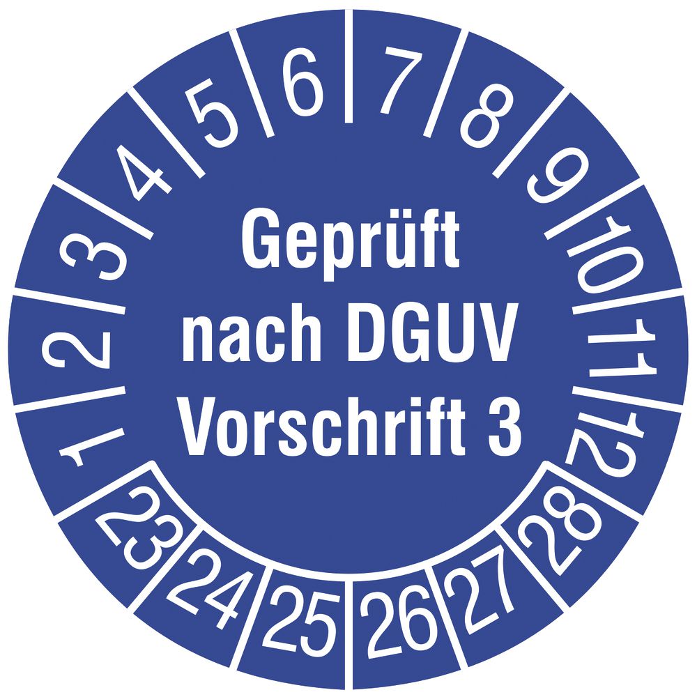 Targhetta di controllo CIMCO 80×Geprüft nach DGUV V3 2023 Ø20mm blu