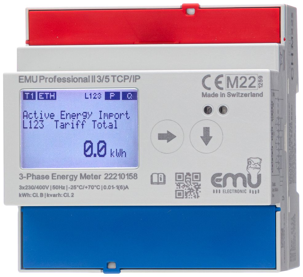 Compteur d'énergie AMD EMU Professional II 3×5A indirect MID/LP S0 TCP/IP