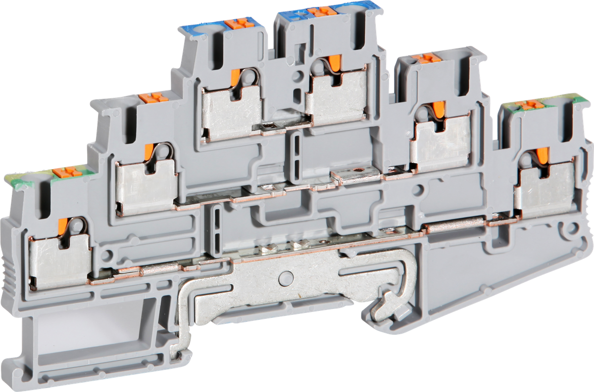 Borne multi-étage 0.14…4mm² gris connexion Push-in PT 2.5-PE/L/N