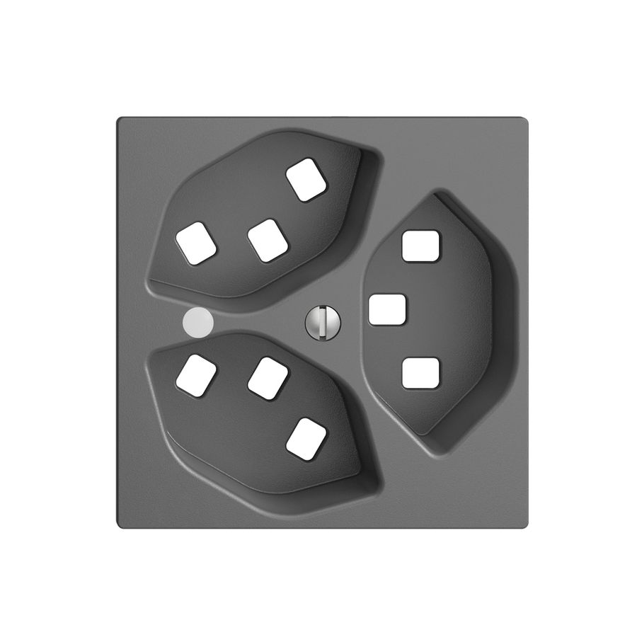 Frontset EDIZIOdue dunkelgrau 60×60mm 3×T23 mit Linse