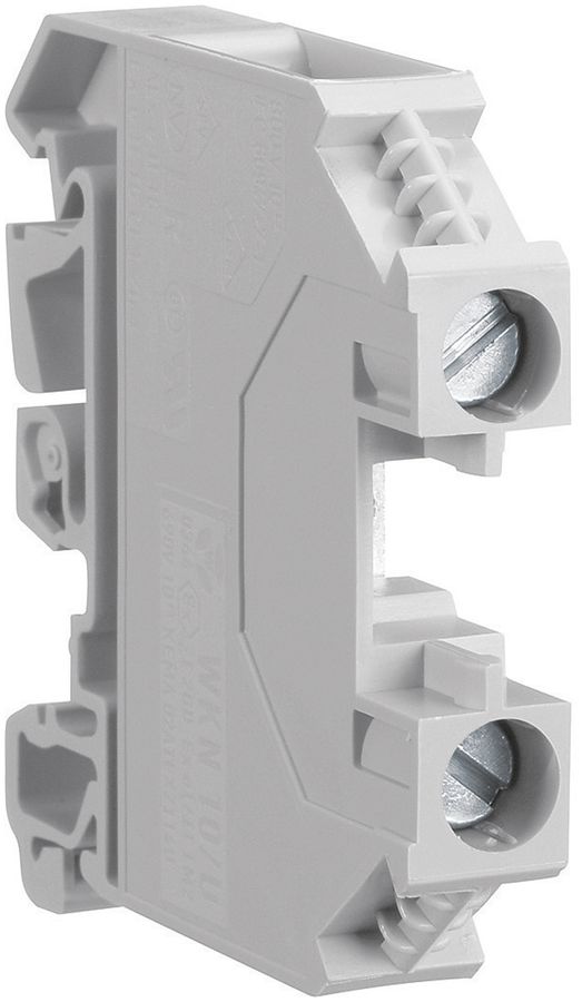 Borne de passage Hager 10mm², L, 1000V/57A, à vis ouvert sur le côté