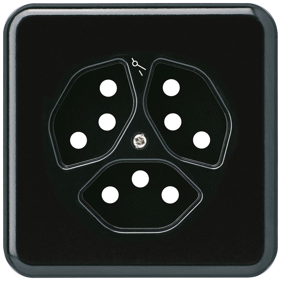 Abdeckplatte basico 3×Typ 13/1 Isolierstoff schwarz mit Kinderschutz