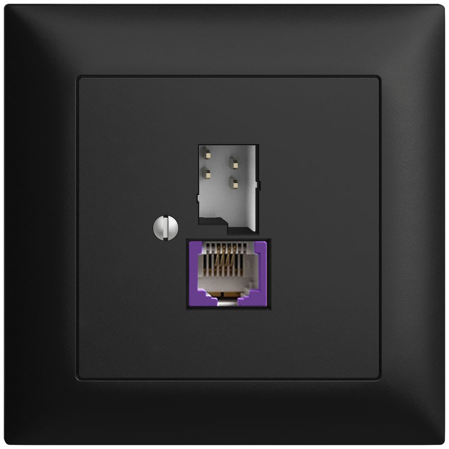 UP-Anschlussdose T+T 6P/1×RJ45 DSL-Breitband EDIZIOdue schwarz