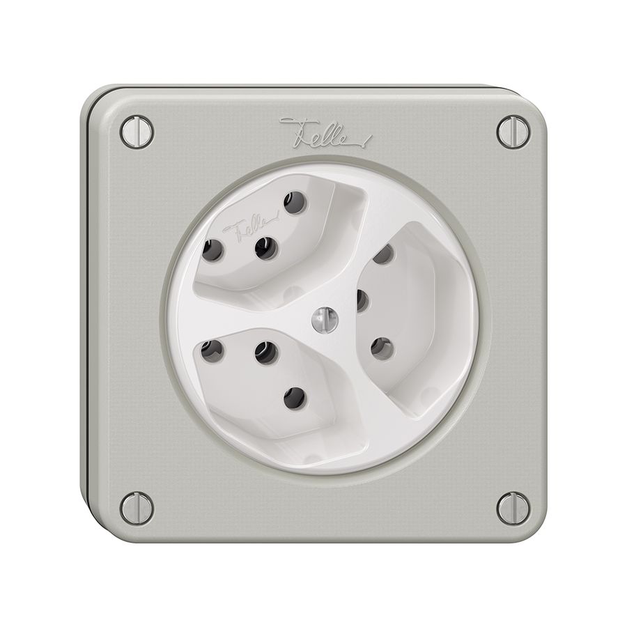 NUPU-Steckdose NEVO, 3×T13, lichtgrau