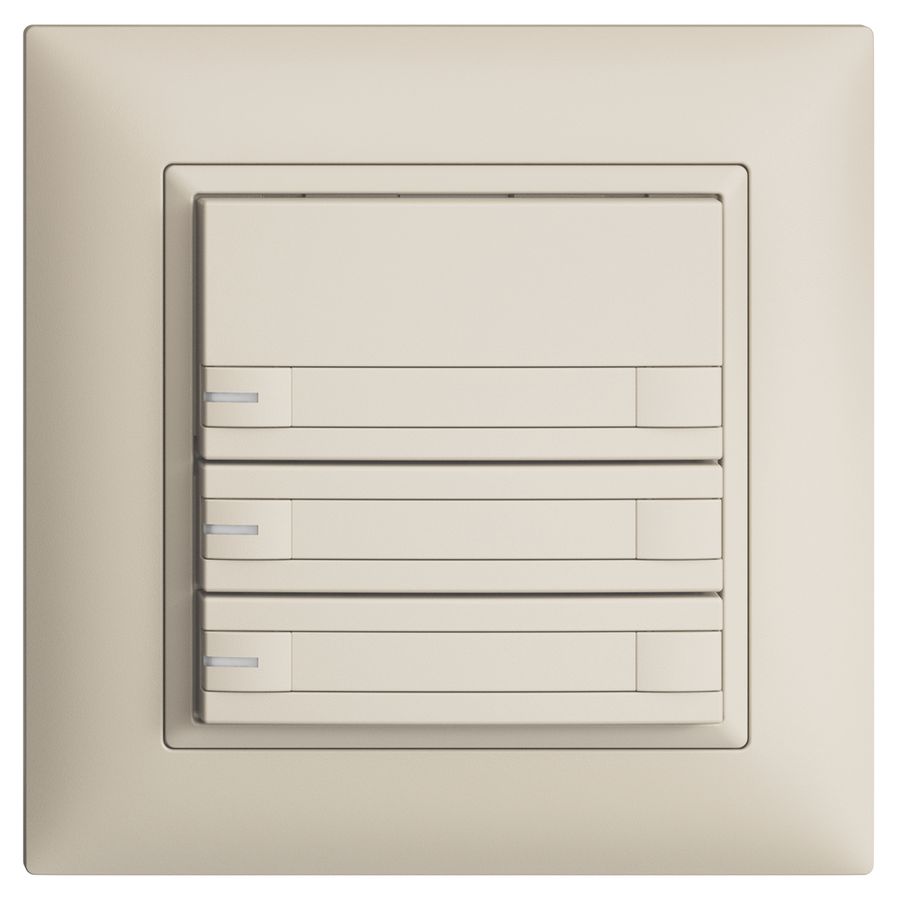 UP-KNX-Taster RGB EDUE FMI, 250mW, m.RGB-LED, m.Papier., 3×Taste 2×Tastenb.crema
