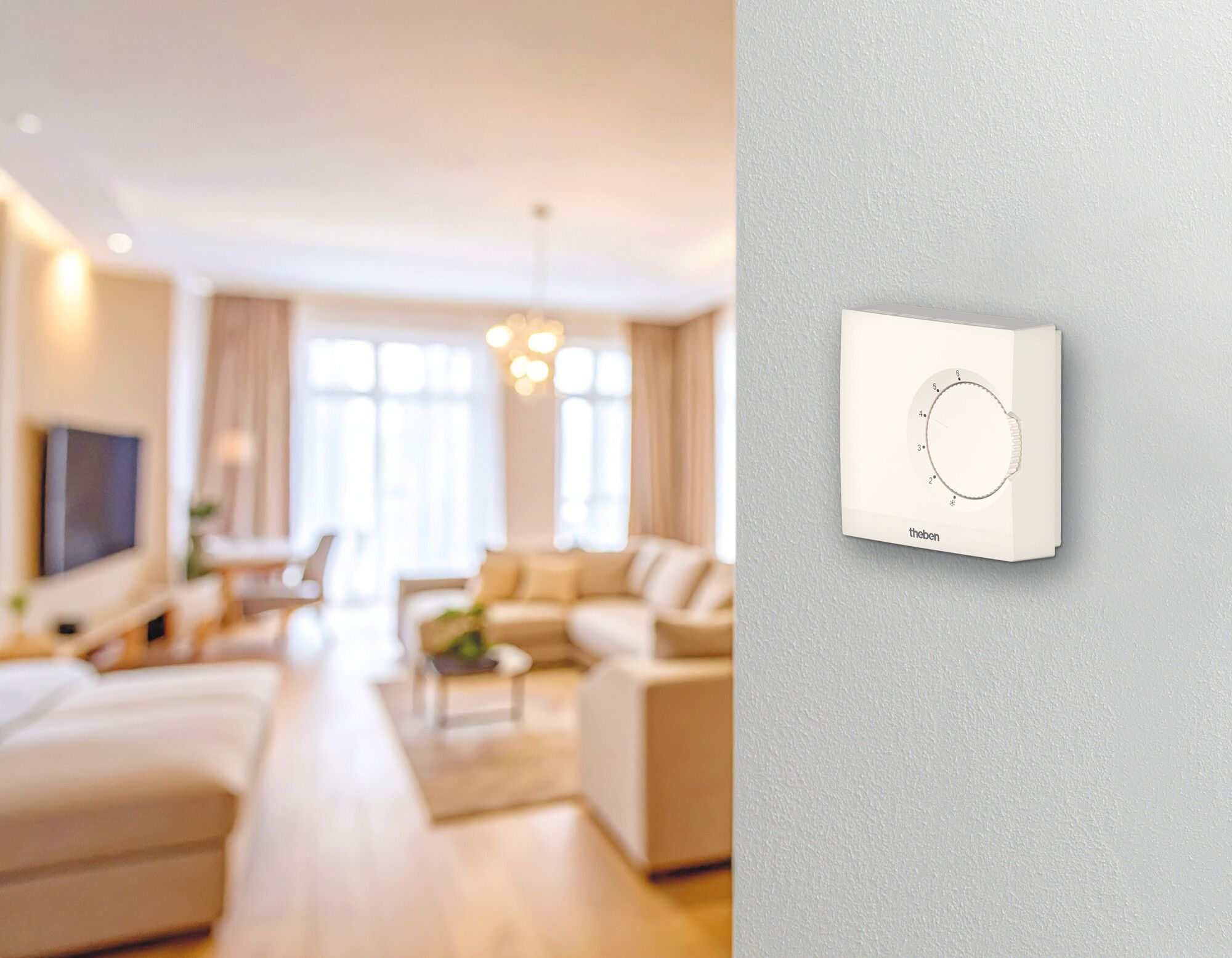 Termostato ambiente AP Theben RAMSES 701 S 230V AC 5…30°C 10A 76×76mm bianco