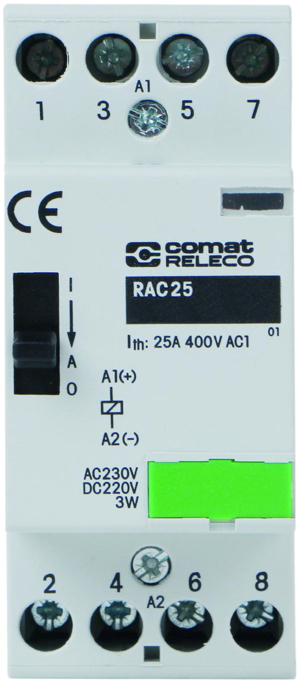 Contattore AMD ComatReleco RAC, 230VAC/DC, 4Ch 25A, ON-OFF-AUTO