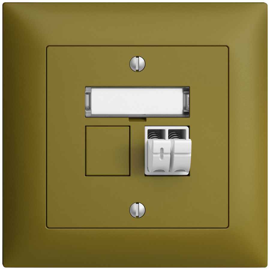 Prise audio ENC Push Type EDIZIOdue FMI, 1×, kit d'inscription, olive