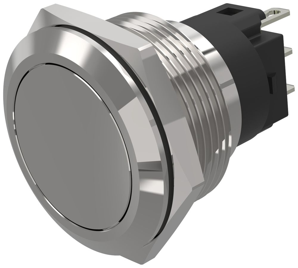 Drucktaster EAO 82 1COM Steckanschluss flach Ø22mm rastend Edelstahl