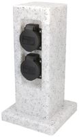 Gartensteckdosensäule MH 2×T13 10A mit Zeitschaltuhr Steinoptik ws