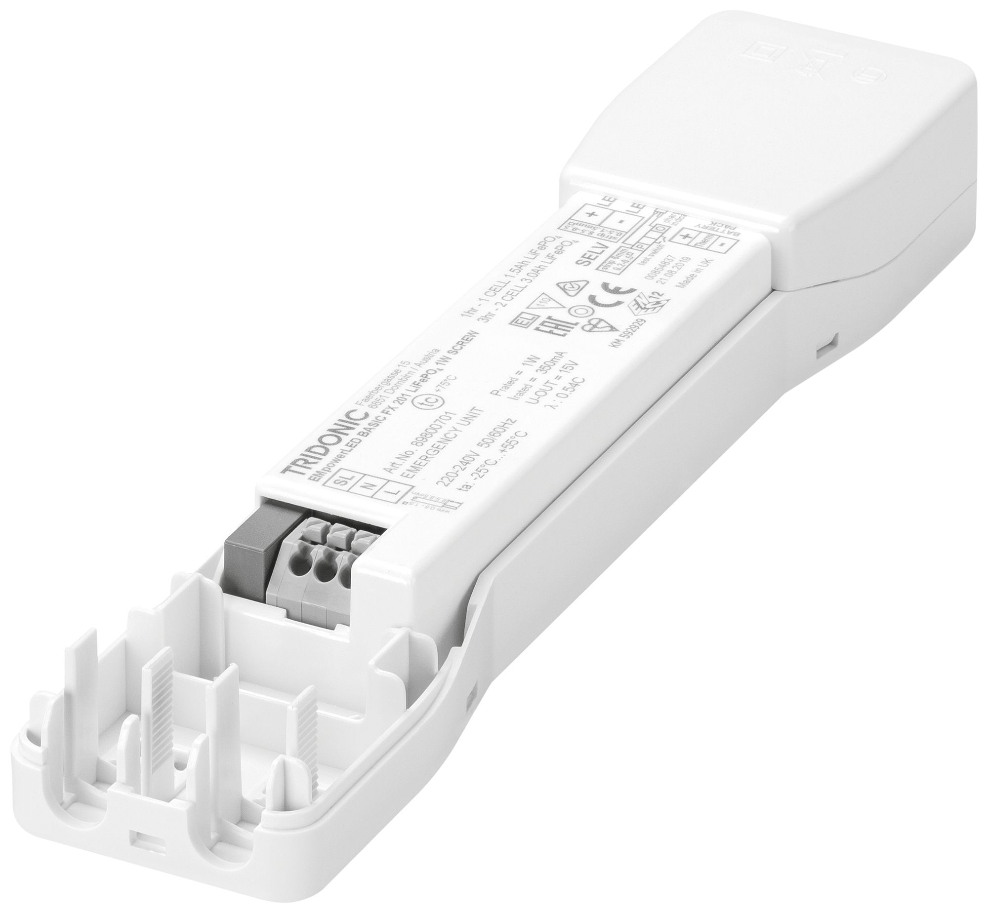 Décharge de traction Tridonic EM pLED SR 200×43×25.5mm blanc