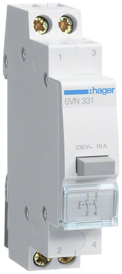 EB-Taster Hager 16A 230V 2 Schliesser 0 Öffner 0 Wechsler Knopf grau 1TE