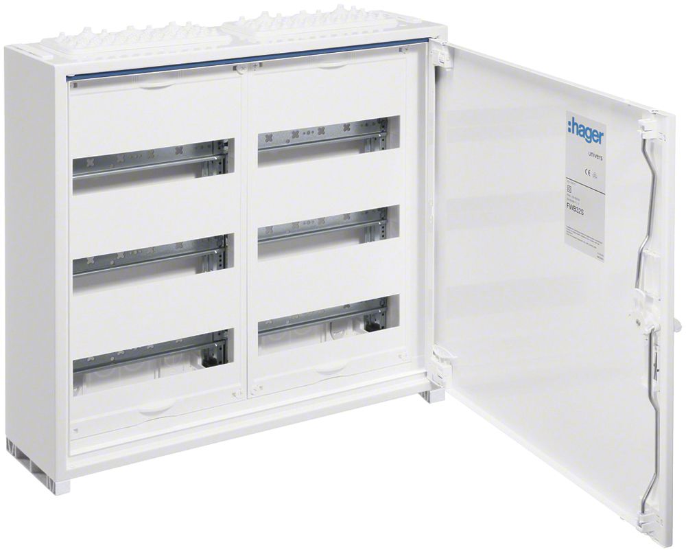 Distributeur AP Hager univers 3 rangées 72UM porte IP44 550×500×160mm