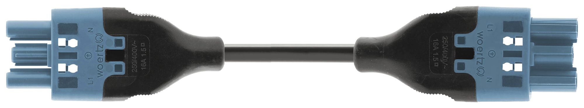 Verbindungsleitung Woertz 49343/C5 3×1.5mm² 250V 16A 8m bl Buchse-Stecker Cca
