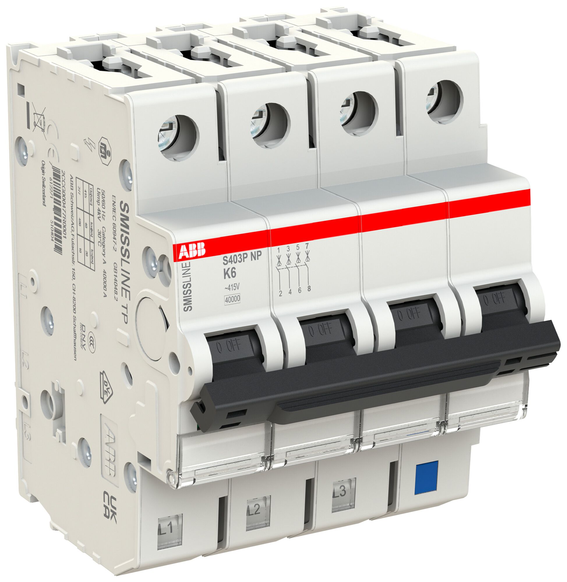 Disgiuntore SMISSLINE TP, 3LN, K, 6A, 40kA