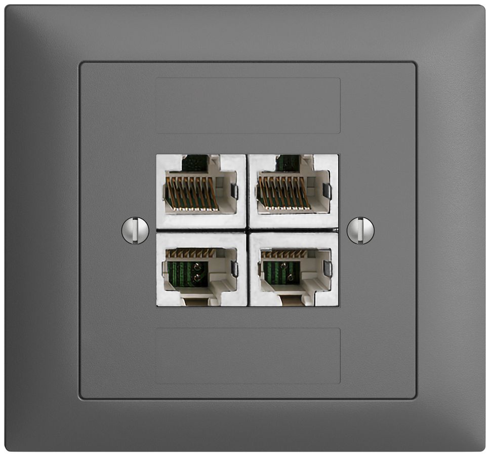 EB-Dose 4×RJ45/s 4P getr. EDIZIOdue dunkelgrau ITplus