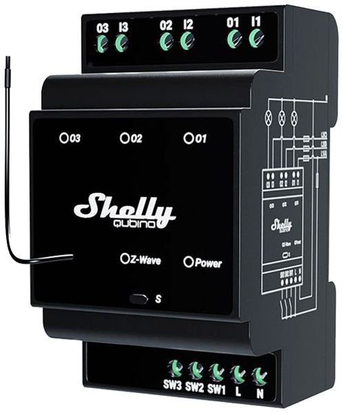 REG-RF-Schaltaktor Shelly Wave Pro 3 Z-Wave 3-Kan 110…240V 3TE