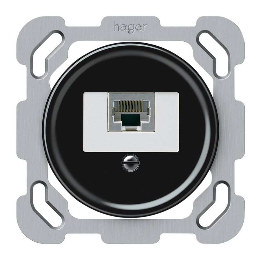 UP-Anschlussdose origin RJ45 8(4) Kat.6 gerade geschirmt 77×77mm schwarz