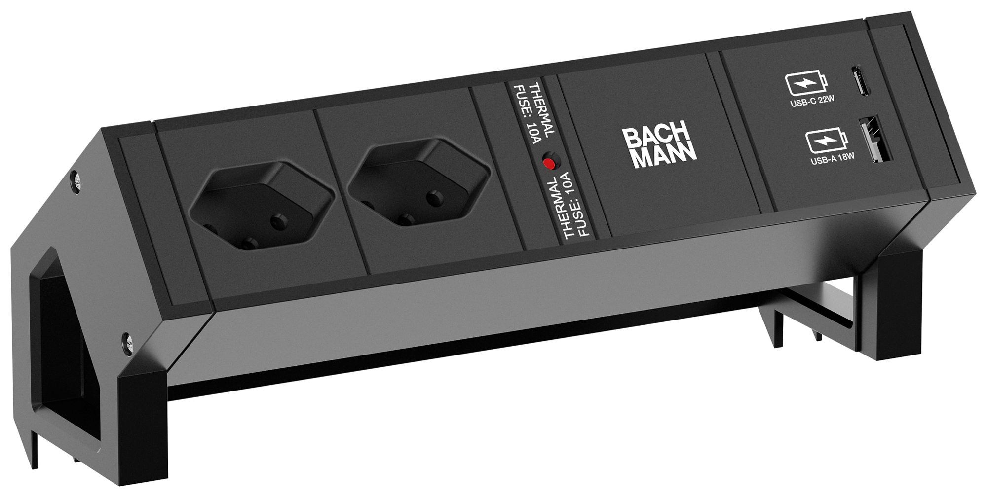 Prise multiple de table BACHMANN DESK 2 2×T13 1×USB-A 18W 1×USB-C PD 22W 0.2m no