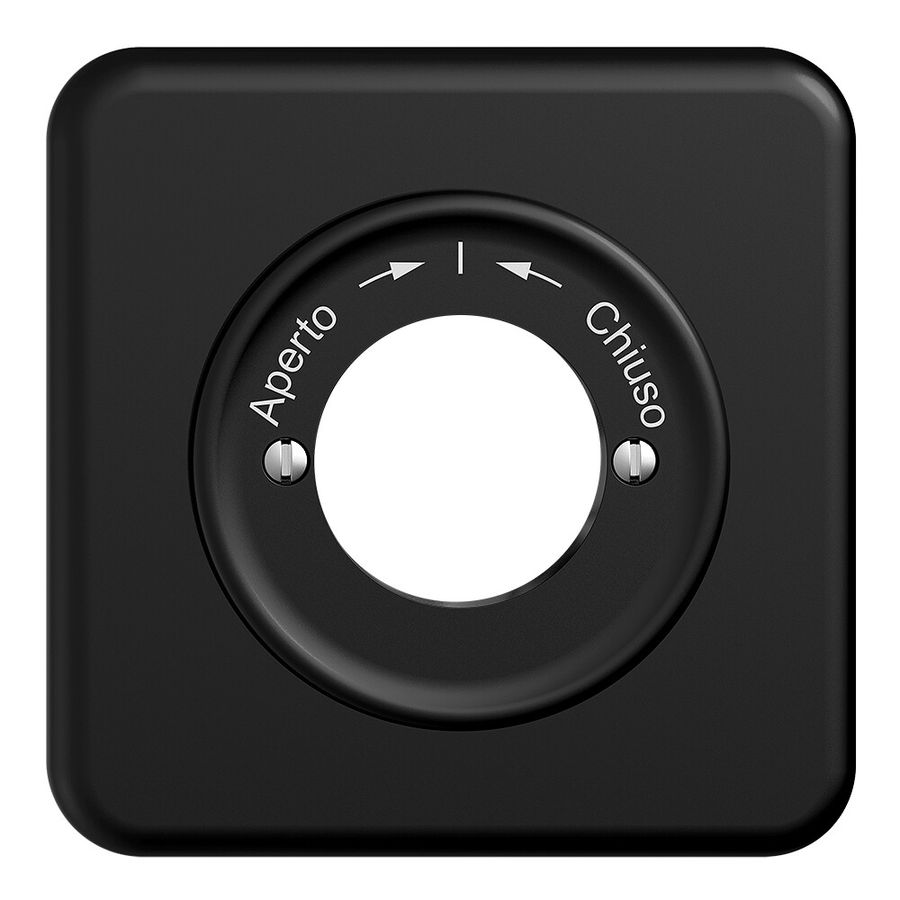 Frontset STANDARDdue Aperto->I<-Chiuso schwarz 90×90mm für Schwenktaster