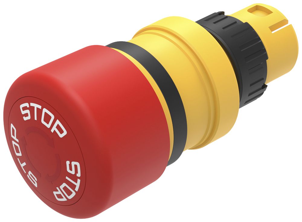 Bouton d'arrêt d'urgence INC EAO61 inscription: STOP+flèche