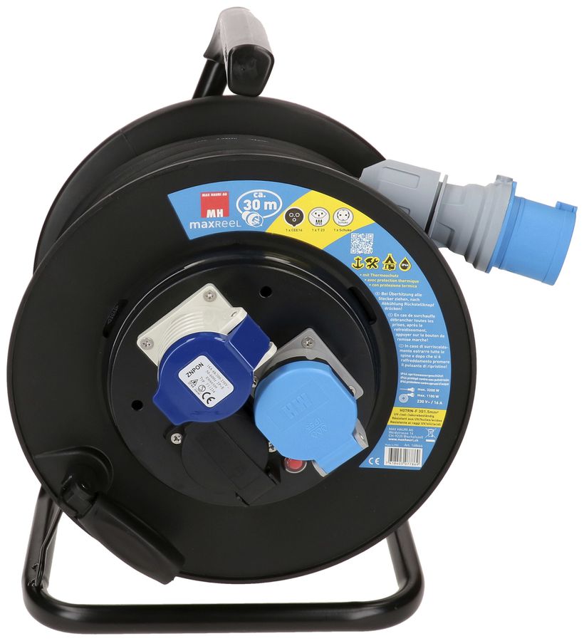 Kabelrolle MH maxCAMP 1×T23 1×Schuko 1×CEE16  5×1.5mm² 30m
