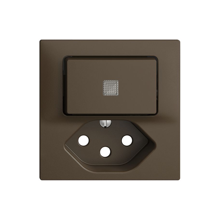 Frontset 60×60mm EDIZIOdue coffee T13 mit Linse, mit Kinderschutz